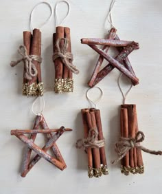 cinnamon stick ornament set with stars on them