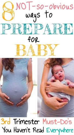 a pregnant woman holding her baby in her arms and the words 8 not so - obvious ways to prepare for baby