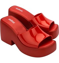 Melissa Posh Platform Slide Sandal (Women) | Nordstrom Platforms Slippers, Girlboss Style, Womens Platform Sandals, Red Platform Sandals, Chunky Platform Sandals, Trendy Shoes Sneakers, Shoe Wishlist, Converse Style, Fancy Shoes