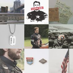 the collage has many different pictures and words on it, including an american flag