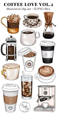 coffee love vol 2 illustrated clip art