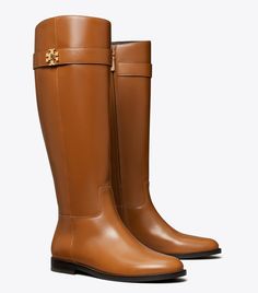 T Lock Riding Boot: Women's Designer Boots | Tory Burch Tory Burch Boots, Womens Designer Boots, Margiela Shoes, Boot Shoes, Riding Boot, Leather Riding Boots, Valentino Bags, Green Shoes, Footwear Design Women