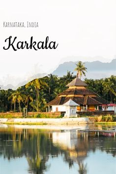 the front cover of a travel brochure with water and palm trees in the background