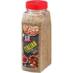 a jar of italian seasoning mix on a white background