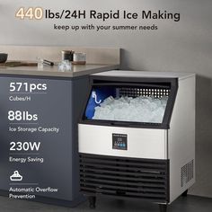 an ice machine with the instructions on how to use it for making frozen drinks and other beverages