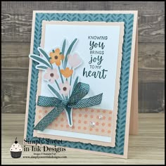 a handmade card with flowers on it