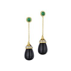 Mogul Drop Chain Diamond Earrings Luxury Green Onyx Jewelry For Formal Occasions, Luxury Black Gemstone Earrings, Elegant Yellow Gold Onyx Earrings, Elegant Onyx Jewelry For Evening, Elegant Onyx Dangle Jewelry, Elegant Onyx Earrings, Black Enamel Dangle Jewelry For Formal Occasions, Elegant Round Onyx Earrings, Formal Black Enamel Dangle Jewelry