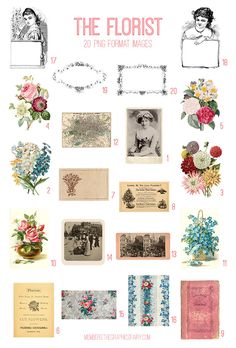 an old fashioned postcard with flowers on it and the words, the florist