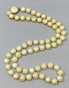 VTG Crown Trifari Faux Pearl Necklace Cream Baroque Acrylic Single Strand 28" Crown Trifari, Faux Pearl Necklace, Faux Pearl, Pearl Necklace, Beaded Bracelets, Crown, Cream