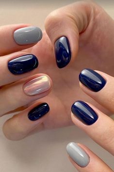 French Manicure Long Nails, Dark Blue Nails, Minimal Nails Art, Hello Nails, Hippie Nails, Nagel Tips, Smink Inspiration, Makijaż Smokey Eye, Pretty Gel Nails