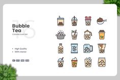 Bubble Tea Color Icons, Icons ft. icon & tea - Envato