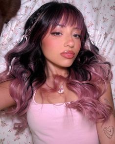 Pastel Hair Pink, Pastel Pink Hair Dye, Black And Pink Hair, Hair Coquette, Miranda Rae, Wine Hair