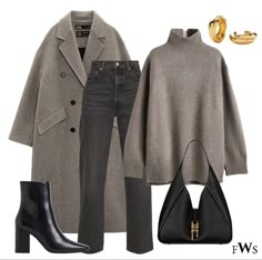 Mantel Outfit, Look Boho Chic, Mode Tips, Paris Chic, Grey Coat, Autumn Outfit