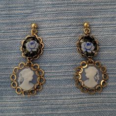 Stud DANGLING EARRINGS Made with VINTAGE CAMEOS and SETTINGS for Pierced Ears | eBay Vintage Cameo Jewelry, Jewelry Victorian, Victorian Pendants, Cameo Earrings, Cameo Jewelry, Vintage Cameo, Dangling Earrings, Pierced Ears, Vintage Watches