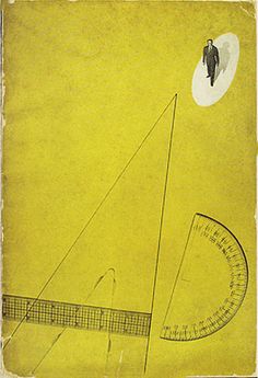 an old book with a drawing of a man on top of a scale and a person standing in the distance