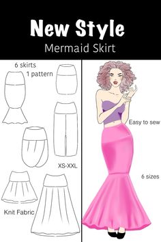 the new style mermaid skirt sewing pattern