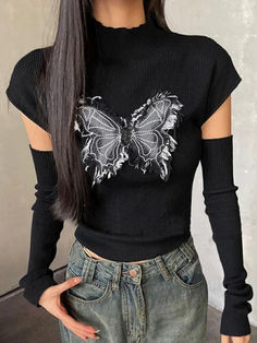 ⚡Buy 2024 Butterfly Patch Mock Neck With Cuff Long Sleeve Knit Black ONE SIZE under $14.00 in Tops&Tees at AnotherChill.com Online. Style: Casual/Street/Vintage/Sweet/Y2K/Preppy. Fabric Content: Polyester. Fit Type: Slim Fit. Neckline: Mock Neck. Sleeve Length: Long Sleeve. Unique Design: Elevate your style with the vintage butterfly patch on this trendy mock neck knit. Perfect for casual, street, vintage, sweet, Y2K, and preppy looks.. Comfortable Fit: Crafted from soft polyester, it offers a c Preppy Looks, Butterfly Patch, Vintage Retro Clothing, Patchwork Sweater, Y2k Preppy, Preppy Look, Vintage Butterfly, Knit Mini Dress, Long Sleeve Mini