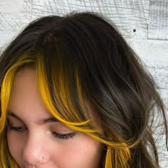 Rainbow Hair Highlights, Hair Color Placement, Face Framing Hair, Color Block Hair, Yellow Hair Color, Bob Hair Color, Vivid Hair Color, Sam Smith, Yellow Hair