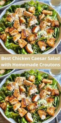 Looking for the ultimate Chicken Caesar Salad recipe? This homemade Caesar salad with chicken and crispy croutons is a fresh, delicious twist on the classic! Featuring grilled chicken breasts marinated in lemon and garlic, paired with homemade croutons made from ciabatta bread, and topped with a rich Caesar dressing made with mayonnaise, buttermilk, and Parmesan. This easy-to-make salad is a perfect meal for lunch or dinner and is sure to become a favorite in your recipe rotation. Best Ceasar Salad Dressing, Best Ceasar Salad, Ramen Dinner Recipes, Homemade Caesar, Spring Salad Recipes