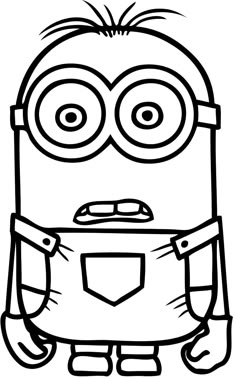 a black and white drawing of a minion with eyes on it's chest