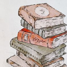 a stack of books sitting on top of each other