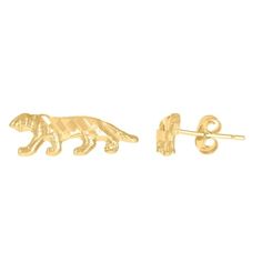 10k Yellow Gold Tiger Stud Earrings, 1.6 gram, Diamond-Cut Tiger World, Tiger Earrings, Stud Earrings For Men, Kids Earrings, Branded Handbags, Eyewear Brand, Gold Material, Types Of Metal, Jewelry Sales