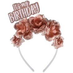 Step into your birthday spotlight with our Metallic Blush Birthday Headband. This charming accessory sized at 4 by 8.5 inches features soft fabric flowers in a lovely blush hue accented with a metallic sheen. Emblazoned with It's my Birthday in glittering letters it's a delightful way to make the guest of honor feel extra special. pbBlush Birthday Cardboard Sign product details:-b-p ul li4in wide x 8.5in tall-li liOne size fits most teens and adults-li liFabric and plastic-li -ul Birthday Fabric, Birthday Headband, Birthday Roses, Birthday Cheers, Plastic Headband, Glitter Letters, It's My Birthday, Blush Rose, Happy Birthday Parties