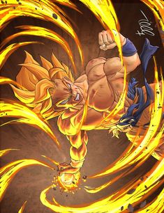 an image of a cartoon character with fire around his body and hands in the air