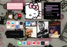 the hello kitty theme is displayed on an iphone's screen, with other icons