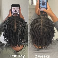 Medium Starter Locs Men, Dreads With Middle Part, Coil Locs Men, Men Starter Locs With Taper, Starter Locs Men Long Hair, Middle Part Starter Locs, Men Starter Locs Styles, Comb Coils Locs, Comb Coils Men