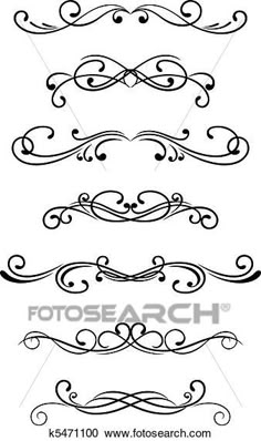 a set of ornate scroll designs