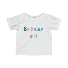 The "Birthday Girl" t-shirt is designed to make the child feel special and stand out on their big day. It's a fun and stylish way to celebrate their birthday and create lasting memories. .: 100% Combed ringspun cotton (fiber content may vary for different colors) .: Light fabric (4.5 oz/yd² (153 g/m .: Classic fit .: Runs true to size Machine wash: inside out, cold (max 30C or 90F); Non-chlorine: bleach as needed; Tumble dry: low heat; Iron, steam or dry: low  All of our items are custom printed once ordered so we do not accept returns or exchanges .If you have an issue with your purchase please contact me that that we can make it right. Happy Birthday Shirt, Birthday Girl T Shirt, Birthday Girl Shirt, Girl Shirt, Girl T Shirt, Feel Special, Feeling Special, Birthday Fun, Birthday Shirt