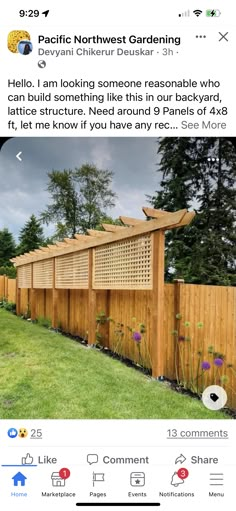 an instagramted post from the pacific northwest gardening show, featuring a wooden fence and flowers