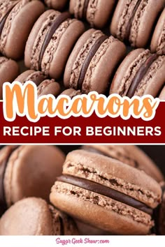 chocolate macaroons recipe for beginners with the title overlaying it's image