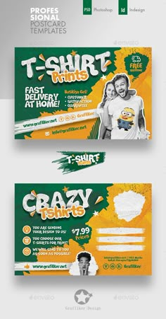 T-Shirt Print Postcard Templates T Shirt Advertising Idea, Postcard Design Inspiration, T Shirt Poster, Post Card Design, Banners Design, Facebook Cover Design, Ads Banner, Banner Design Inspiration, Youtube Banner Design