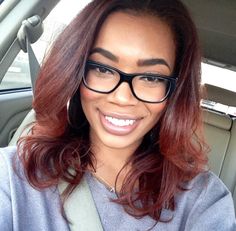 Hair Color Black And Red, Red Eyebrows, Hair Color Black, Interracial Dating, Hair Laid, Eye Frames, Relaxed Hair