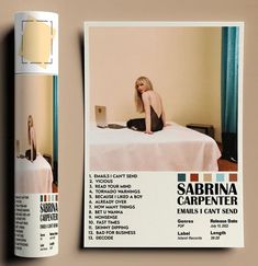 a magazine ad with a woman sitting on a bed next to a roll of tape