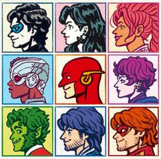 an image of some cartoon characters with different colors and hair color choices for each character