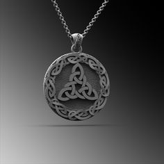 This expertly crafted Silver Celtic Knot Viking Pendant necklace casts a spell of captivation on all those who wear it! A bold piece for anyone who loves Mythical Jewelry . Buy for yourself or give it as a gift for that special someone in your life! ★Item Details ◆ Material : 925K Sterling Silver ◆ Pendant Height : 1.38 inch x 3.5 cm ◆ Pendant Weight : 13.12 Gram ( without chain ) ◆ Bail Height : 0.39 inch x 1 cm ◆ Bail With : Suitable for up to  0.19 inch x 5.00 mm Chain ◆ Rolo Chain Thickness : 0.078 inch x 2 mm ◆ Rolo Chain Weight : 18 Inches - (45cm) = 4.50 Gr 20 Inches - (50cm) = 5Gr 22 Inches - (55cm) = 5.50 Gr 24 Inches - (60cm) = 6.05 Gr 26 Inches - (65cm) = 6.60 Gr 28 Inches - (70cm) = 7.12 Gr ◆ Foxtail Chain Thickness : 0.078 inch x 2 mm ◆ Foxtail Large Chain Weight :  28 Inches Mythical Jewelry, Triquetra Pendant, Viking Pendant, Rolo Chain, Gold Collection, Celtic Knot, Silver Man, Handmade Sterling Silver, Memorial Gifts