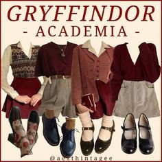 Hogwarts Outfits Gryffindor, Gryffindor Aesthetic Outfit, Gryffindor Inspired Outfits, Gryffindor Outfits, Gryffindor Outfit, Tis Autumn, Hogwarts Life, Magical Fashion, Cottagecore Academia