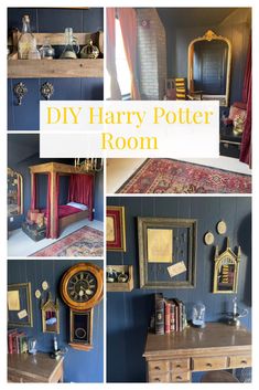 many different pictures of harry potter room