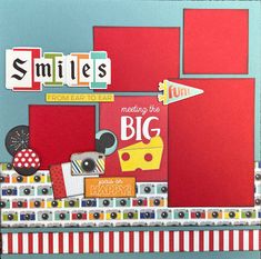 a scrapbook page with the words smile and mickey mouse's name on it