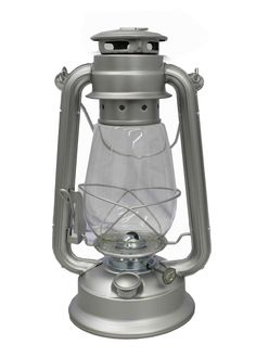 an old fashioned lantern is shown with the light on it's side and its cover open