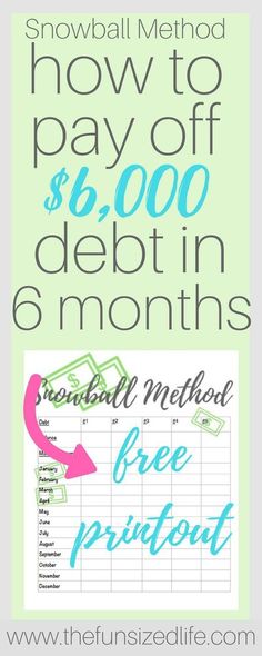 the free printable snowball method to pay $ 8, 000 off debt in 6 months