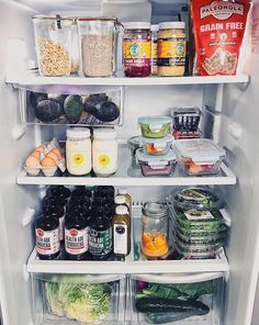 an open refrigerator filled with lots of food