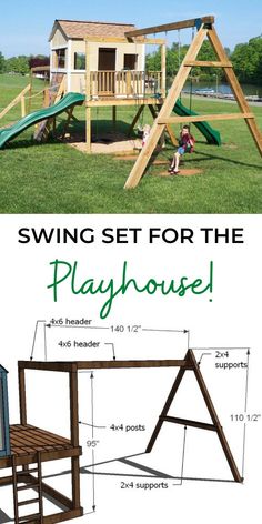 a swing set for the playground is shown with instructions to build it and how to use it