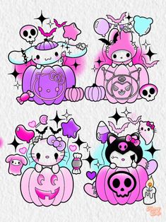 hello kitty halloween stickers with skulls and pumpkins