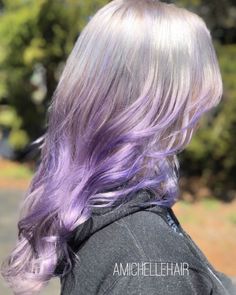 17 Hottest Silver Purple Hair Colors of 2020 Silver Purple Ombre Hair, Silver To Purple Ombre Hair, Silver Hair With Purple Ends, White To Purple Hair, Lavender And Gray Hair, Grey To Purple Hair, White And Purple Hair Short, Purple And Silver Hair Color Ideas, Blonde To Purple Hair