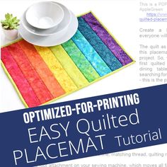 an easy quilted placemat with the words optimized for printing