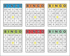 four different printable numbers and the word bingo